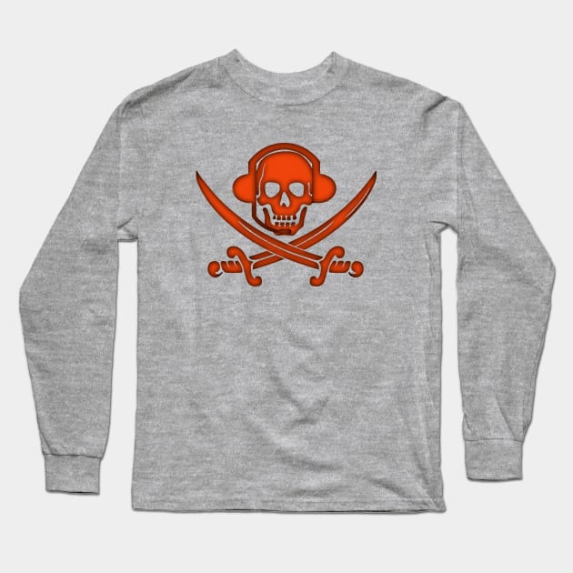 Pirate Gamer Skull Long Sleeve T-Shirt by whatwemade